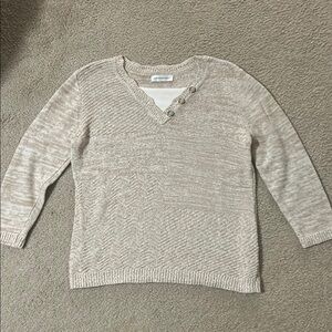 Christopher & Banks Cream V-Neck Sweater